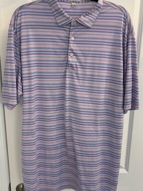 Peter Millar Pink and Blue Striped Performance Polo